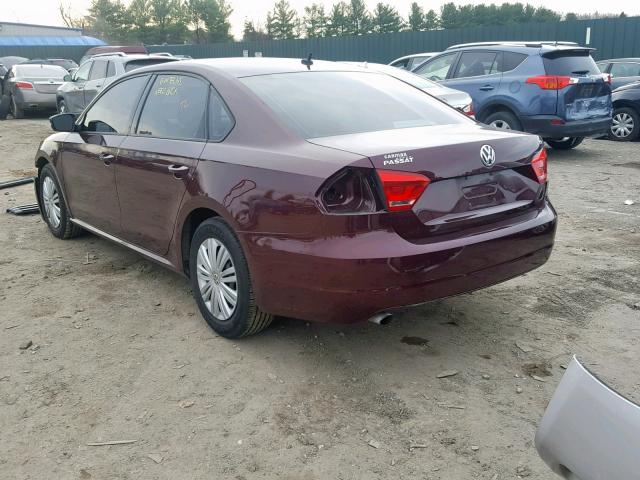 1VWAT7A31EC090145 - 2014 VOLKSWAGEN PASSAT S BURGUNDY photo 3