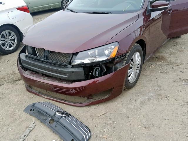 1VWAT7A31EC090145 - 2014 VOLKSWAGEN PASSAT S BURGUNDY photo 9