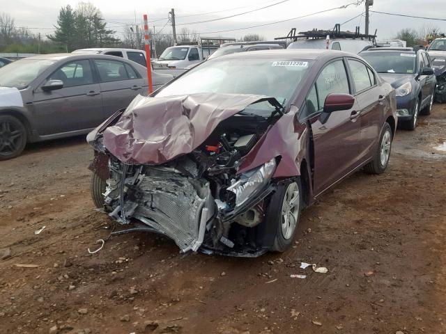 19XFB2F58FE277790 - 2015 HONDA CIVIC LX MAROON photo 2