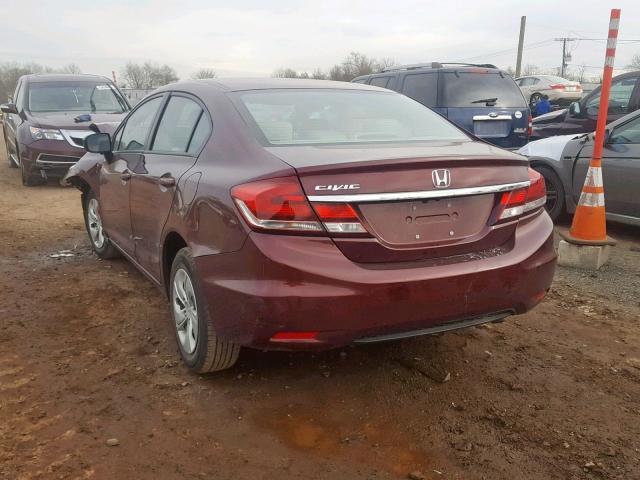 19XFB2F58FE277790 - 2015 HONDA CIVIC LX MAROON photo 3