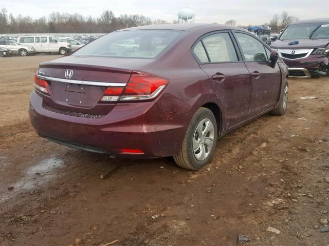 19XFB2F58FE277790 - 2015 HONDA CIVIC LX MAROON photo 4