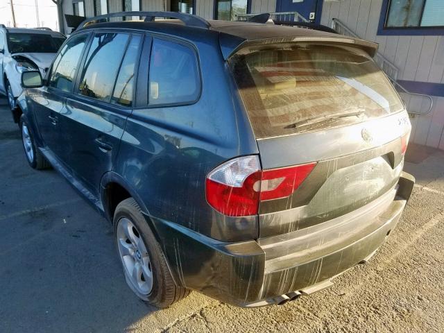 WBXPC93497WJ00679 - 2007 BMW X3 3.0SI GREEN photo 3