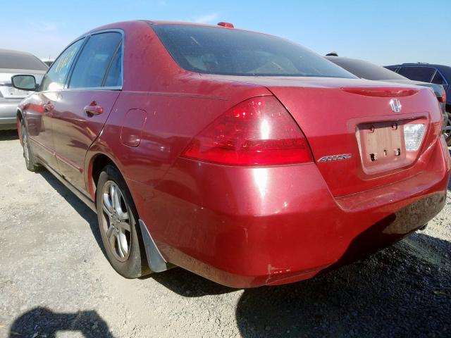 1HGCM56867A021291 - 2007 HONDA ACCORD EX RED photo 3