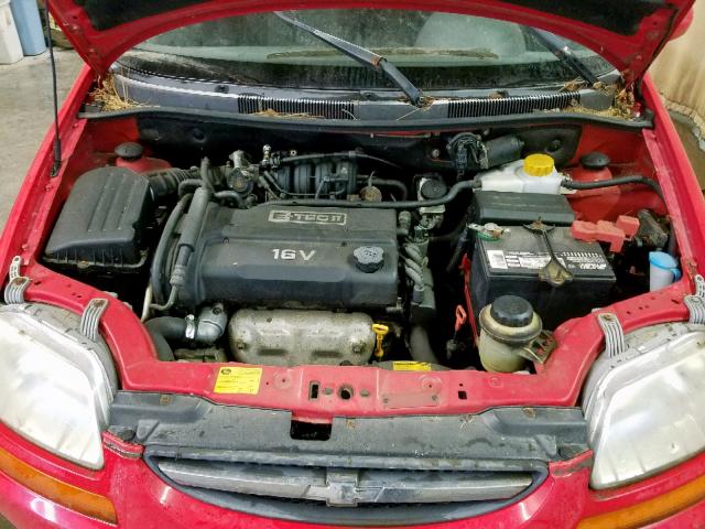 KL1TD62625B349606 - 2005 CHEVROLET AVEO BASE Қызыл фото 7