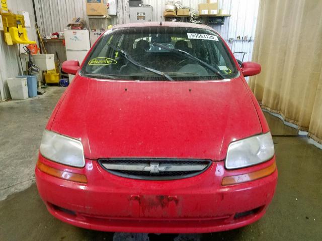 KL1TD62625B349606 - 2005 CHEVROLET AVEO BASE Қызыл фото 9