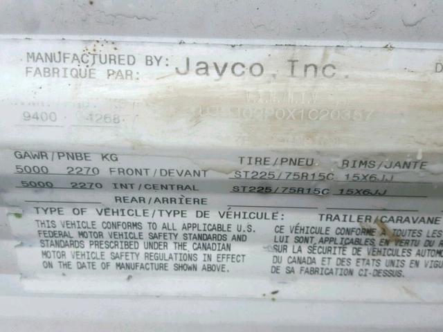 1UJBJ02P0X1C20357 - 1999 JAYCO EAGLE  WHITE photo 10