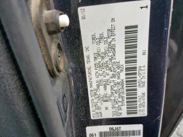 5TFRM5F18CX040864 - 2012 TOYOTA TUNDRA DOU BLUE photo 10