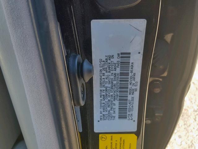 JTHBF30G525035630 - 2002 LEXUS ES 300 BLACK photo 10