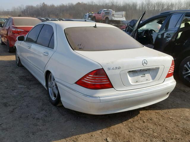 WDBNG70J84A422907 - 2004 MERCEDES-BENZ S 430 WHITE photo 3