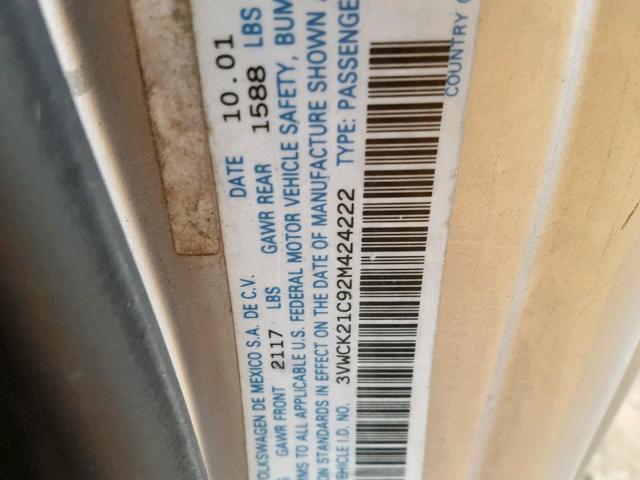 3VWCK21C92M424222 - 2002 VOLKSWAGEN NEW BEETLE Gümüş foto 10