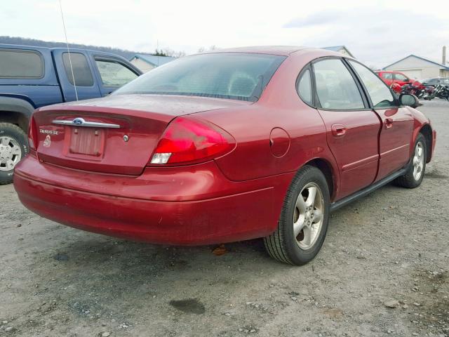 1FAFP5524YA202218 - 2000 FORD TAURUS SES RED photo 4