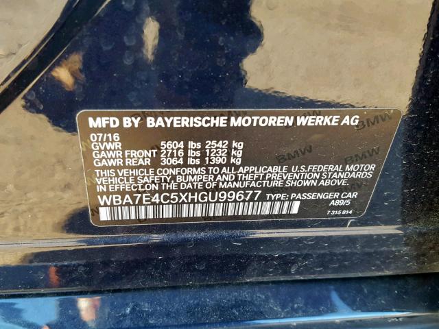 WBA7E4C5XHGU99677 - 2017 BMW 740 XI BLUE photo 10