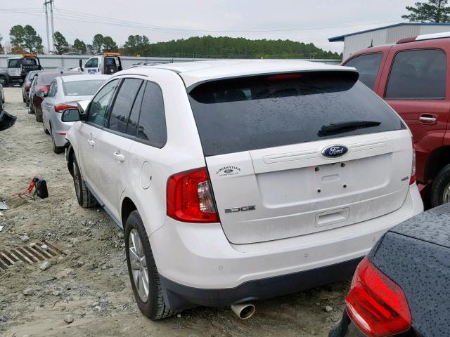 2FMDK3JC1DBA88952 - 2013 FORD EDGE SEL WHITE photo 3