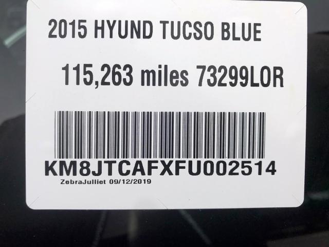KM8JTCAFXFU002514 - 2015 HYUNDAI TUCSON GLS BLUE photo 10