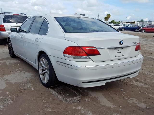 WBAHL83597DT10468 - 2007 BMW 750 I WHITE photo 3