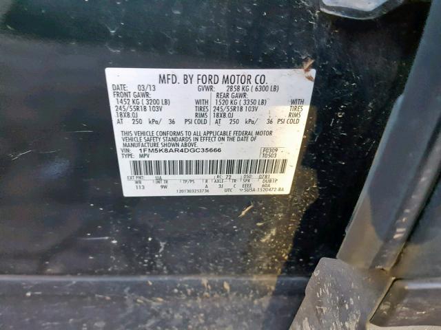 1FM5K8AR4DGC35666 - 2013 FORD EXPLORER P BLACK photo 10