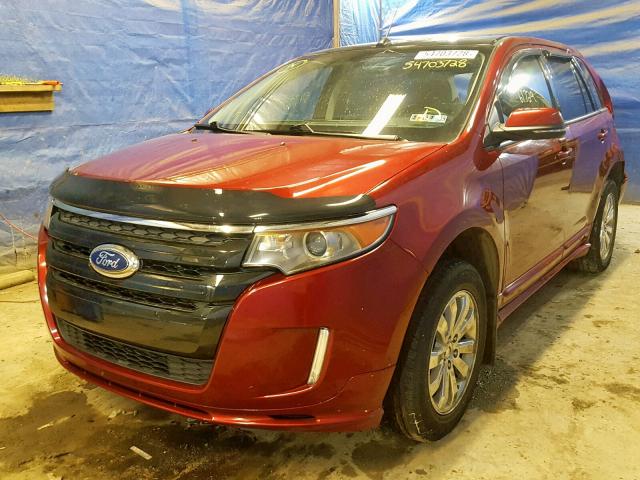 2FMDK4AK1EBA16034 - 2014 FORD EDGE SPORT RED photo 2