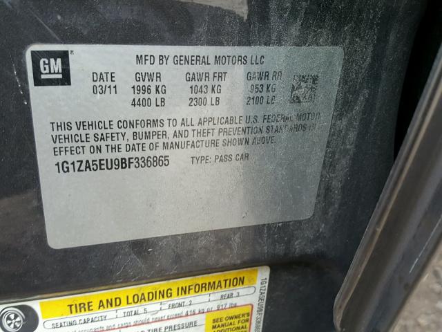 1G1ZA5EU9BF336865 - 2011 CHEVROLET MALIBU LS GRAY photo 10