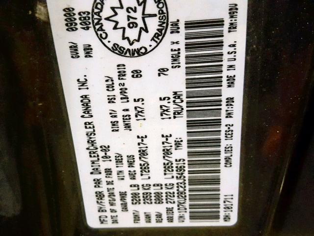 1D7KU28C23J549615 - 2003 DODGE RAM 2500 S Մոխրագույն լուսանկար 10