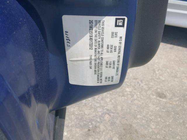 2G1WZ151X49173312 - 2004 CHEVROLET MONTE CARL 蓝色 照片 10