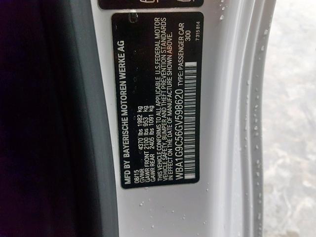 WBA1G9C56GV598620 - 2016 BMW 228 XI WHITE photo 10