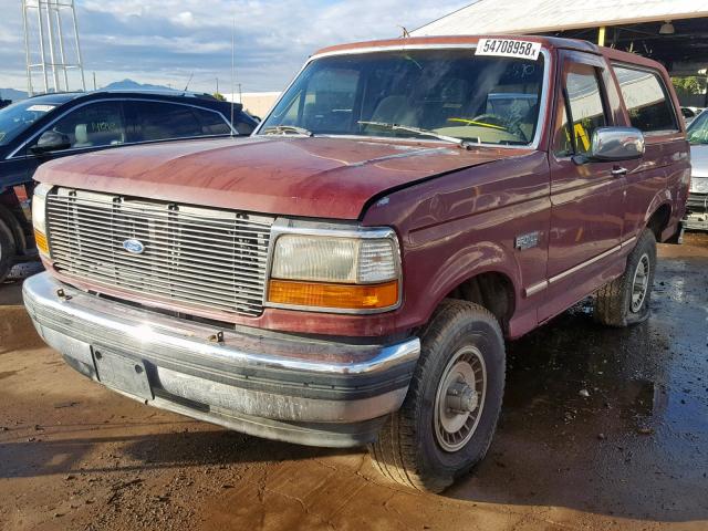 1FMEU15N8PLA89650 - 1993 FORD BRONCO U10 BURGUNDY photo 2