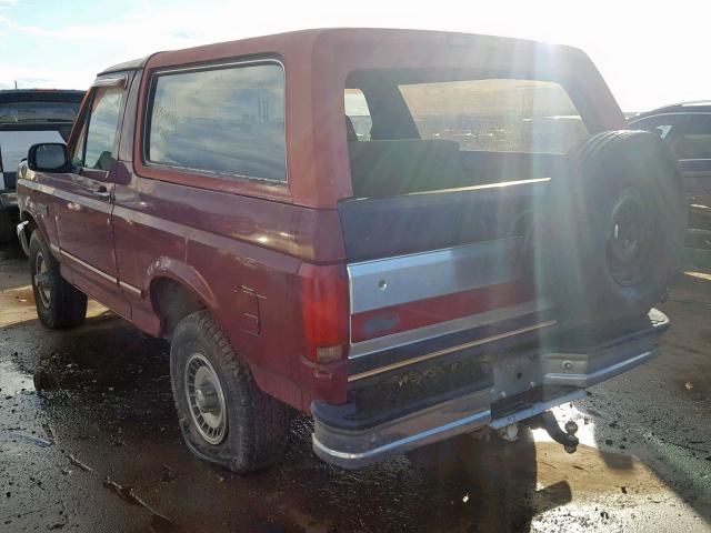 1FMEU15N8PLA89650 - 1993 FORD BRONCO U10 BURGUNDY photo 3