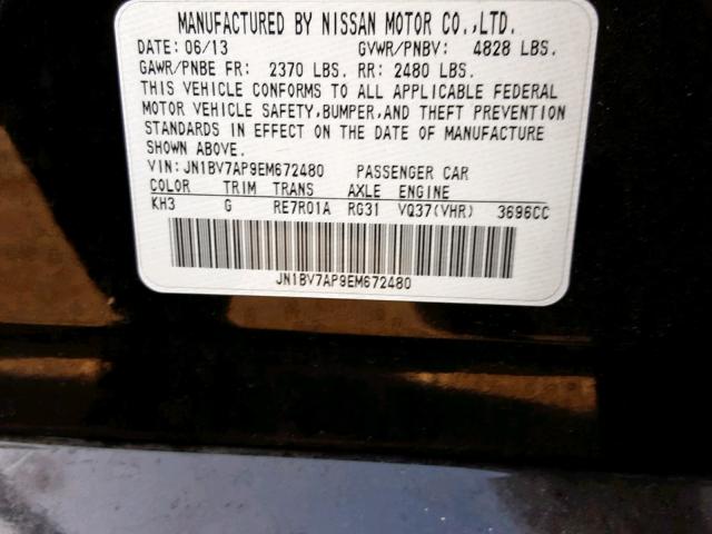 JN1BV7AP9EM672480 - 2014 INFINITI Q50 BASE BLACK photo 10