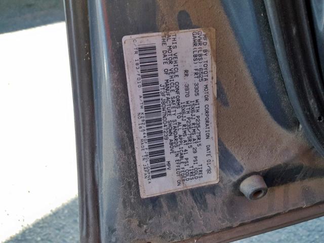 JT3FJ80W7N0047239 - 1992 TOYOTA LAND CRUIS GRAY photo 10