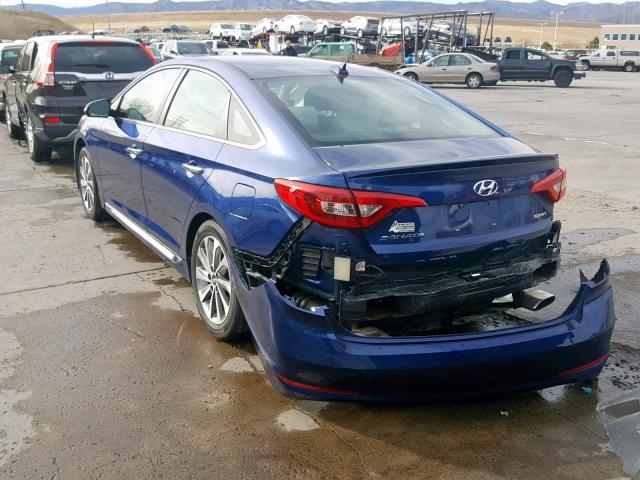 5NPE34AF2FH217259 - 2015 HYUNDAI SONATA SPO BLUE photo 3