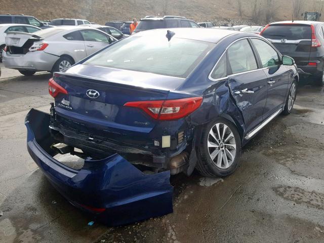 5NPE34AF2FH217259 - 2015 HYUNDAI SONATA SPO BLUE photo 4