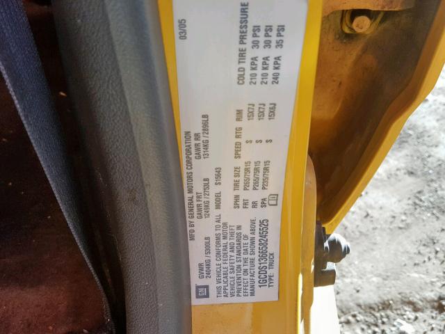 1GCDS136658245525 - 2005 CHEVROLET COLORADO YELLOW photo 10