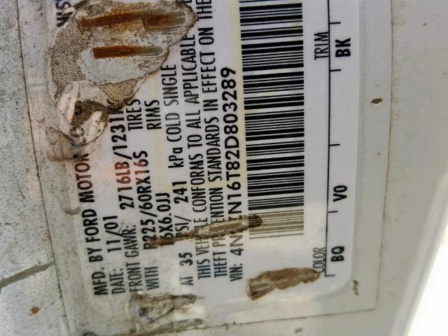 4N2ZN16T82D803289 - 2002 NISSAN QUEST SE WHITE photo 10