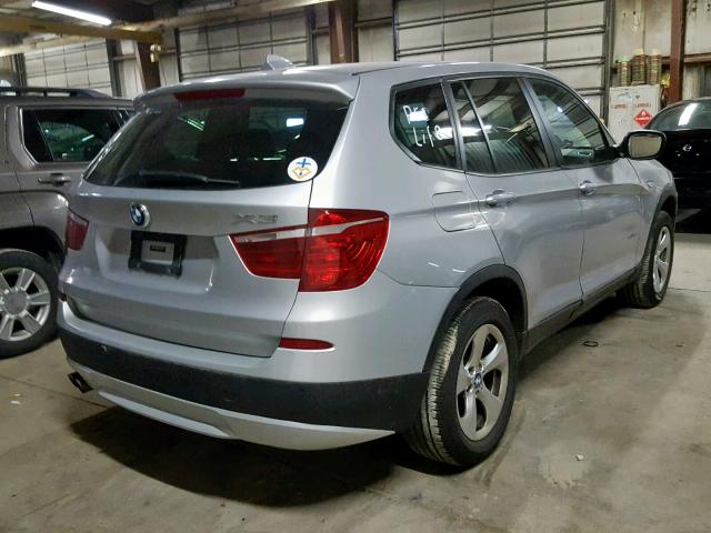 5UXWX5C50CL724007 - 2012 BMW X3 XDRIVE2 SILVER photo 4