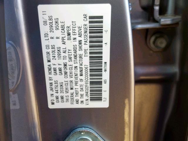 JH4CU2F65CC000067 - 2012 ACURA TSX TECH SILVER photo 10