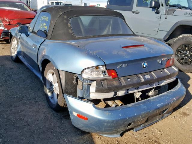 WBACH9345YLG05344 - 2000 BMW Z3 2.3 BLUE photo 3