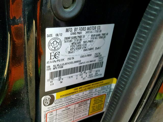 5LMJJ2J51CEL08852 - 2012 LINCOLN NAVIGATOR 黑色 照片 10