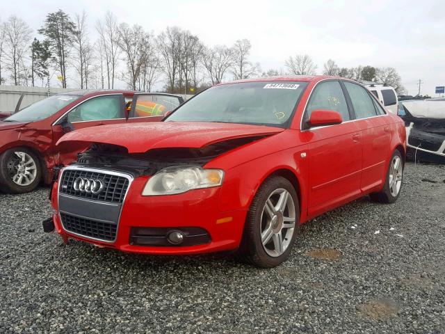 WAUAF78EX8A071480 - 2008 AUDI A4 2.0T RED photo 2