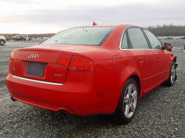 WAUAF78EX8A071480 - 2008 AUDI A4 2.0T RED photo 4