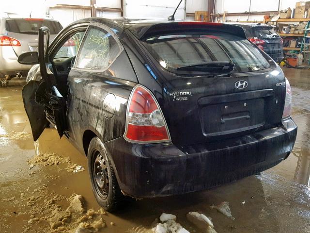 KMHCN35C57U038289 - 2007 HYUNDAI ACCENT BAS BLACK photo 3