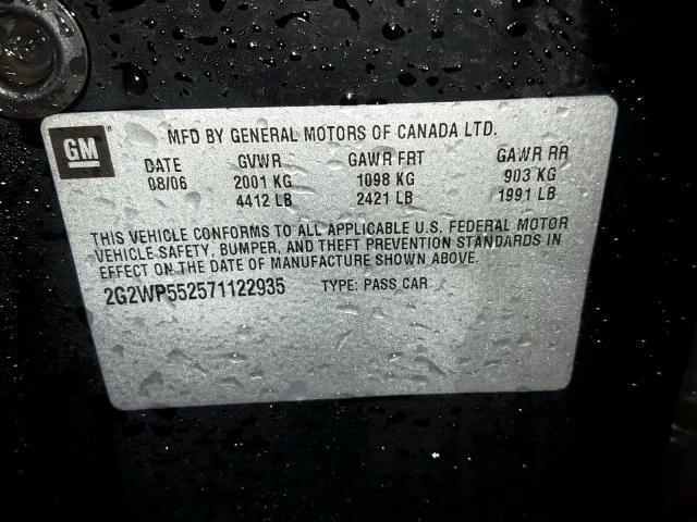 2G2WP552571122935 - 2007 PONTIAC GRAND PRIX BLACK photo 10