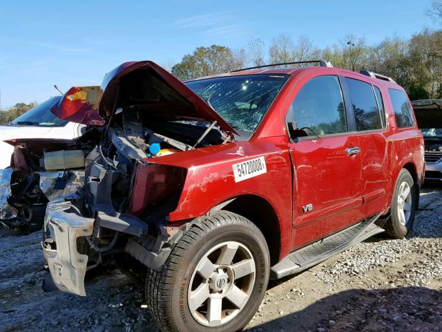 5N1AA08A35N734460 - 2005 NISSAN ARMADA SE RED photo 2