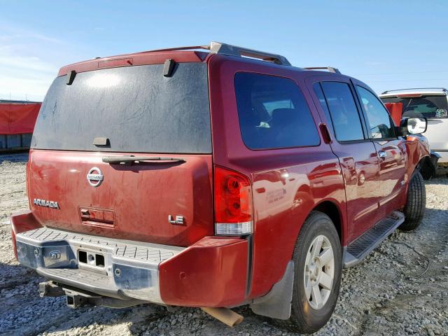 5N1AA08A35N734460 - 2005 NISSAN ARMADA SE RED photo 4