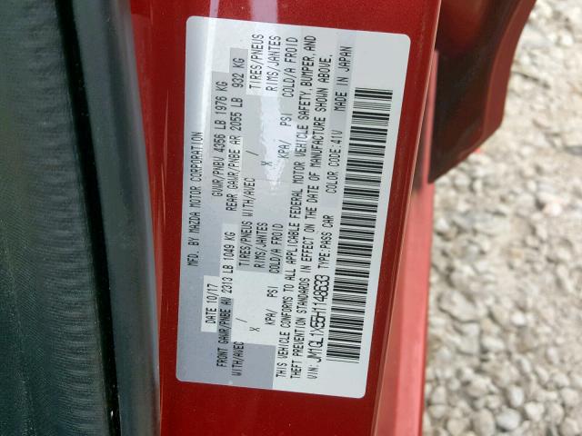 JM1GL1X55H1148633 - 2017 MAZDA 6 GRAND TO RED photo 10