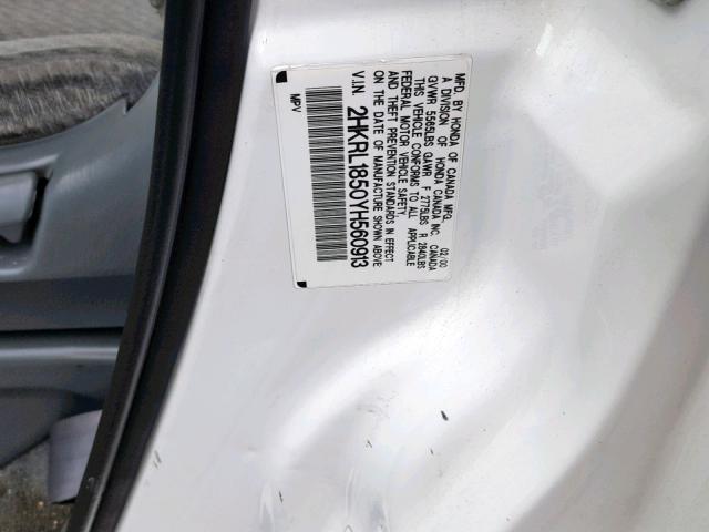 2HKRL1850YH560913 - 2000 HONDA ODYSSEY LX WHITE photo 10