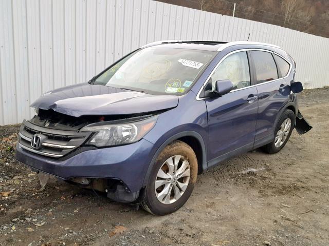 5J6RM4H71CL070351 - 2012 HONDA CR-V EXL BLUE photo 2