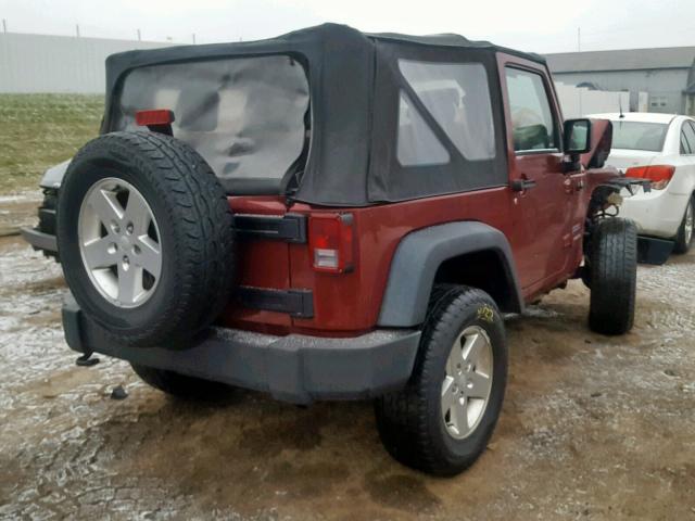 1J4AA2D1XAL175124 - 2010 JEEP WRANGLER S MAROON photo 4