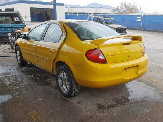 1B3ES56C02D590230 - 2002 DODGE NEON ES YELLOW photo 3