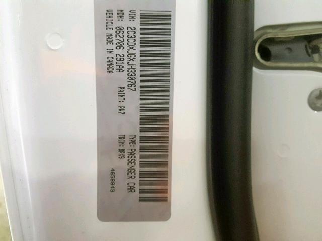 2C3CDXJGXJH330767 - 2018 DODGE CHARGER GT WHITE photo 10