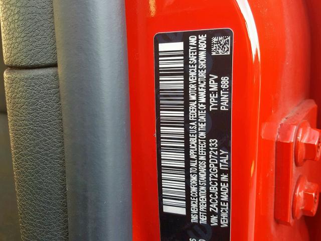 ZACCJBCT2GPD72133 - 2016 JEEP RENEGADE T RED photo 10